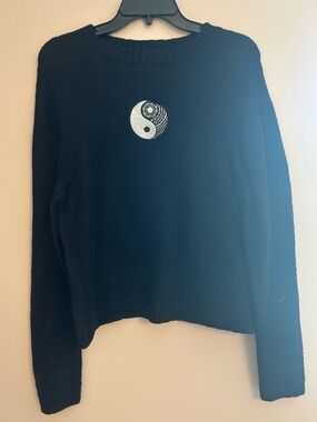 Earthbound Trading Co. Black Yin and Yang Sweater